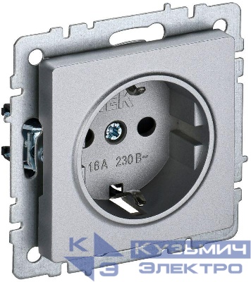 Розетка BRITE РС11-1-0-БрА 16А с заземл. без защ. шторки механизм алюм. IEK BR-R11-16-K47
