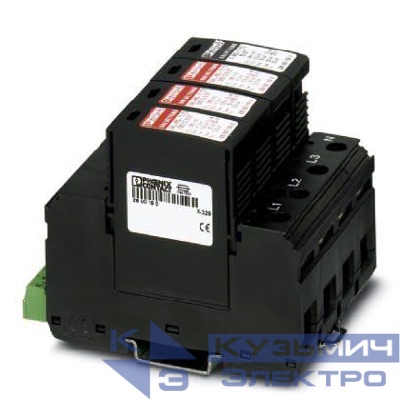 Разрядник для защиты от импульсных перенапряжений класса 1+2 VAL-MS-T1/T2 335/12.5/3+1-FM Phoenix Contact 2800183