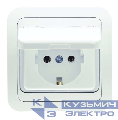 Розетка 1-м СП Mimoza 16А IP20 с крышкой бел./бел. Makel 12029