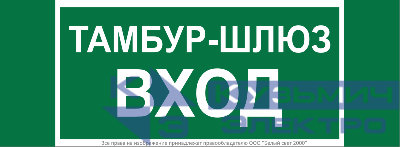 Знак безопасности NPU-3413.E41 "Тамбур-шлюз вход" Белый свет a19184
