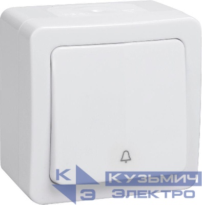 Выключатель кнопочный 1-кл. ОП Гермес Plus 10А IP54 ВСк20-1-0-ГПБ цвет клавиши: бел. бел. IEK EVMP13-K01-10-54-EC