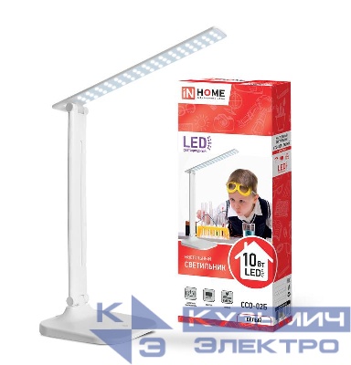 Светильник светодиодный настольный ССО 02Б 10Вт 4000К 625лм сенсор-диммер адаптер бел. IN HOME 4690612013473