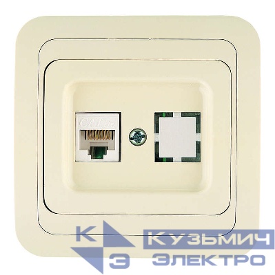 Розетка компьютерная 1-м СП Mimoza 16А IP20 крем. Makel 25035