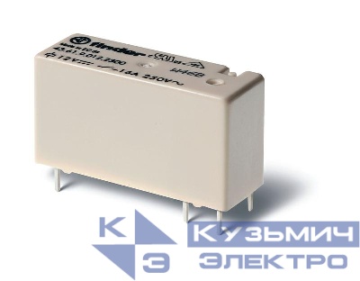 Реле низкопрофильное миниатюрное электромеханич. монтаж на печатную плату выводы с шагом 5мм 1NO 16А AgSnO2 12В DC RTII FINDER 436190124300
