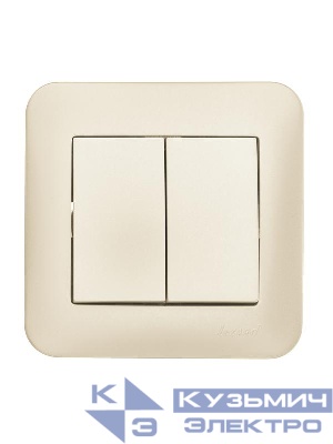 Выключатель 2-кл. 1п СП ASTI 10А IP20 в сборе жемчуж./бел. перламутр. LEZARD 7081-3030-101