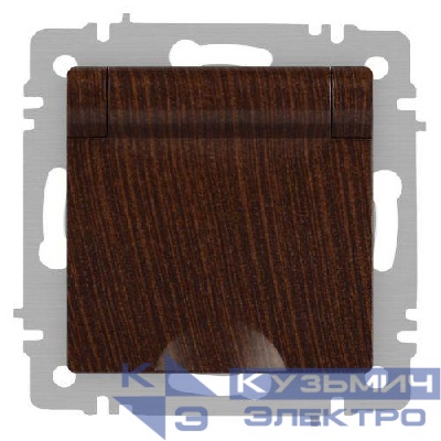 Розетка 1-м СП Accent 6-203-10 16А IP20 250В 2P+E Schuko с крышкой AL/CU венге Intro Б0063454