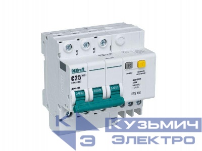 Выключатель автоматический дифференциального тока 3п C 25А 30мА тип AC ДИФ-101 со встроен. защитой от сверхтоков DEKraft 15054DEK