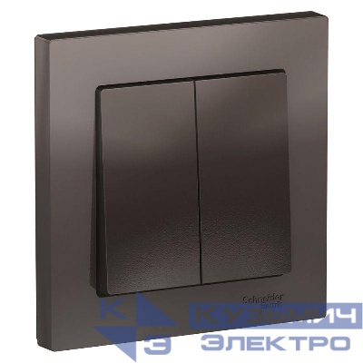 Выключатель 2-кл. СП AtlasDesign 10А IP20 (сх. 5) 10AX в сборе мокко SE ATN000652