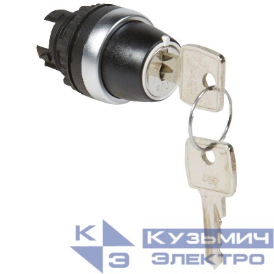 Головка переключателя с ключом 455 ручка 2полож. с фискац. 45град. (0 извл.-1) 11-1час черн. Osmoz Leg 023950