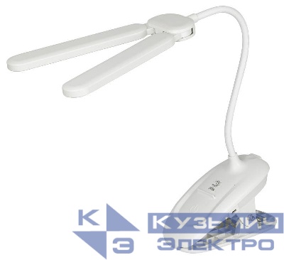Светильник светодиодный NLED-512-6W-W настольный аккумуляторный на прищепке бел. ЭРА Б0057207