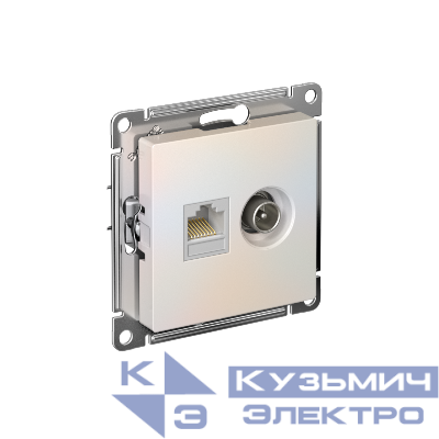 Розетка компьютерная + телевизионная 2-м СП AtlasDesign RJ45 кат.5E + TV механизм жемчуж. SE ATN000489