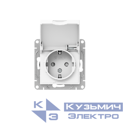 Розетка СП Эпика 16А IP44 с заземл. защ. шторки с крышкой механизм бел. EKF UP1-SOW-111-44