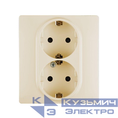 Розетка 2-м СП Etika 16А IP31 250В 2х2P+E с заземл. защ. шторки немецк. стандарт безвинт. клеммы сл. кость Leg 672333