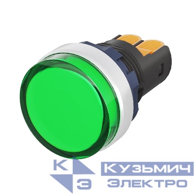 Индикатор сигнальный со встроен. диодом 9-24В зажим Plug-In алюм. зел. DKC M22L-F24GAP
