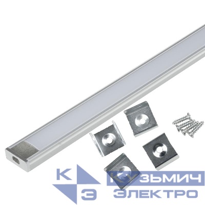 Профиль накладной UFE-K02 SILVER/FROZEN 200 POLYBAG L2000 матов. рассеив. в комплекте: 2 заглушки; 4 крепежа алюм. Uniel UL-00005027