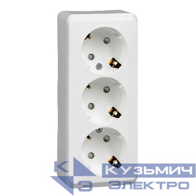 Розетка 3-м ОП Этюд 16А IP20 250В с заземл. защ. шторки бел. SE PA16-012B