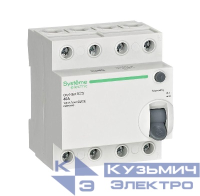 Выключатель дифференциального тока City9 Set 4п 40А 100мА A-S 400В SE C9R76440