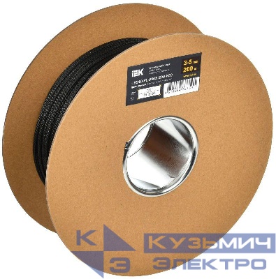 Оплетка кабельная 3-5мм полиэстер (уп.200м) черн. IEK UBS10-PL-0305-200-K02