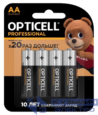 Элемент питания алкалиновый AA/LR6 (блист. 4шт) Professional Opticell 5052001/6052001