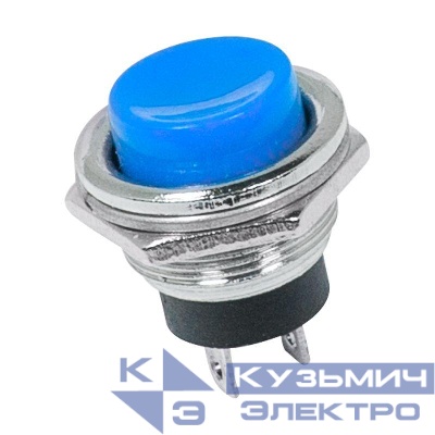Выключатель-кнопка 220В 2А (2с) ON-OFF d16.2 (RWD-306) металл син. Rexant 36-3352