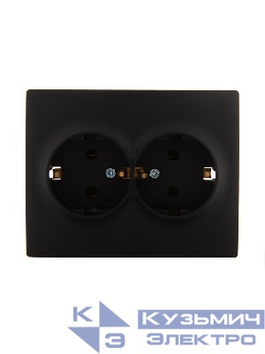 Розетка 2-м СП Karina с заземл. керамика черн. бархат LEZARD 707-4200-127