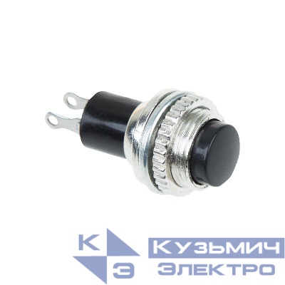 Выключатель-кнопка металл 220В 2А (2с) OFF-(ON) d10.2 черн. Mini (RWD-213) Rexant 36-3330
