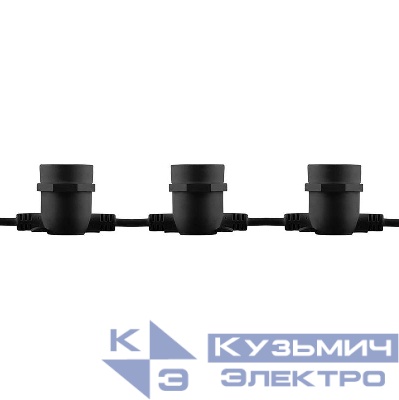 Гирлянда 230В 20 E27 черн. шаг 50см IP 65 13м (3м шнур сетевой) CL50-13 FERON 29885