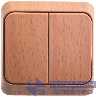 Выключатель 2-кл. ОП Этюд Дача 10А IP20 с подсветкой бук SE BA10-006T