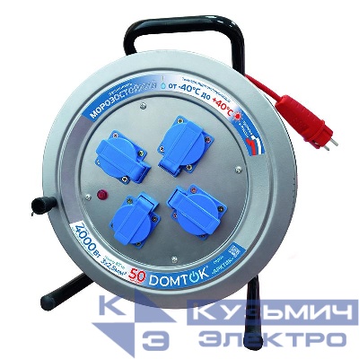 Удлинитель на метал. катушке 4х50м с заземл. 16А IP44 4кВт КГ 3х2.5 с защ. крышкой АРКТИК DOMTOK 2590