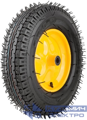 Колесо запасное 8 слойная шина 390х90х220мм для тачки 77557 (4.80дюйм/4.00дюйм-8дюйм) (посадка ширина 90мм диаметр 20мм ) FIT 77572