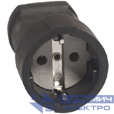 Розетка переносная 16А 250В с заземл. ПВХ-облив черн. (еврослот) UNIVersal ОА1020
