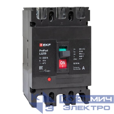 Выключатель автоматический LS250 25кА 3P 250А ProPact EKF mccb-250-25-3-250-ls
