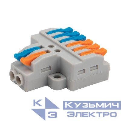 Клемма строительно-монтажная СМК проходная разветвительная 2п с монтажной площадкой 1 ввод 3 вывода на полюс Rexant 07-5234