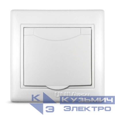 Розетка 1-м СП Севиль 16А IP20 с заземл. с крышкой бел. UNIVersal С0029