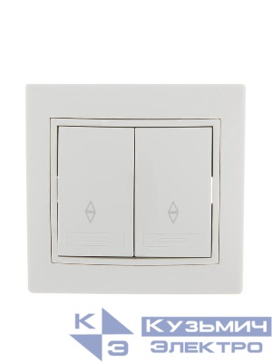 Переключатель проходной 2-кл. СП Mira 10А IP20 с бел.вставкой бел. LEZARD 701-0202-106