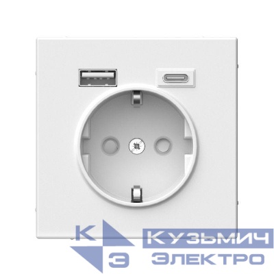 Розетка ArtGallery 16А с 2-мя заряд. устройствами USB A+C 5В/2.4А/3А 2х5В/1.5А механизм бел. SE GAL000132