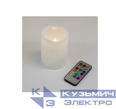 Фигура LED "Свеча" ULD-F052 RGB RC CANDLE на батарейках 2АА (не в/к). 7.5х10 см 1 светодиод. RGB свет пульт ДУ (в/к). Uniel UL-00007258