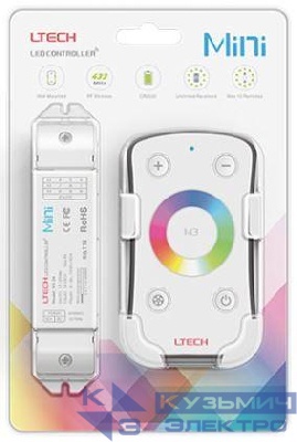 Контроллер RGB для LED ленты 12-24В IP20 135x30x20мм c пультом 3CH 108/216W (12В/24В) (LTECH) VARTON M3+M3-3A