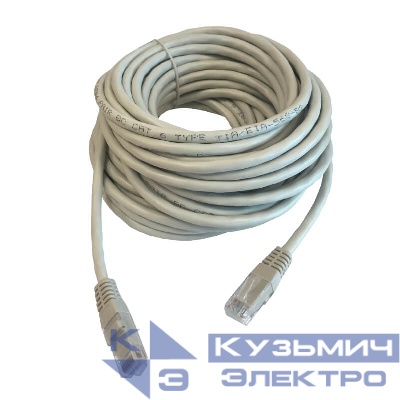 Патч-корд Technolink UTP4 rj45-rj45, cat.6, 10.0м, BC, серый, литой коннектор