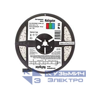 Лента светодиодная 71 428 NLS-5050RGB30-7.2 IP65 12B R5 7.2Вт/м (уп.5м) Navigator 71428