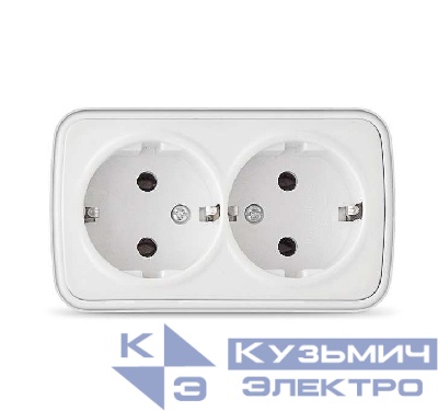Розетка 2-м ОП Электра 16А IP20 с заземл. бел. Союз 0020
