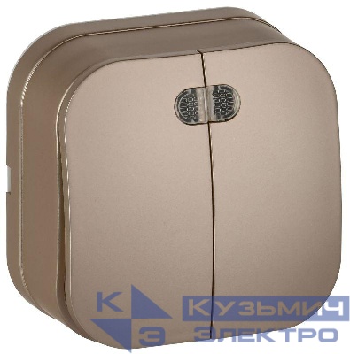 Выключатель 2-кл. ОП GLORY ВС20-2-1-ХШм 10А с индикацией шампань матов. IEK EVH21-K37M-10