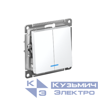 Выключатель 2-кл. AtlasDesign (сх. 5а) 10AX с подсветкой быстрозажим. клем. механизм бел. SE ATN000153S