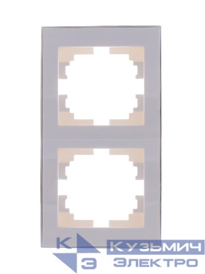 Рамка 2-м Rain вертикал. с хром. боковой вставкой бел. LEZARD 703-0225-152