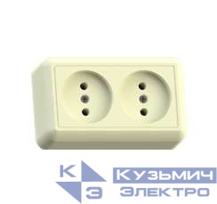Розетка 2-м ОП Оптима РА10-373 10А IP20 без заземл. с монтаж. пластиной сл. кость Кунцево 8037