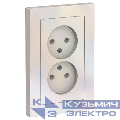Розетка 2-м СП AtlasDesign 16А IP20 без заземл. в сборе жемчуж. SE ATN000420