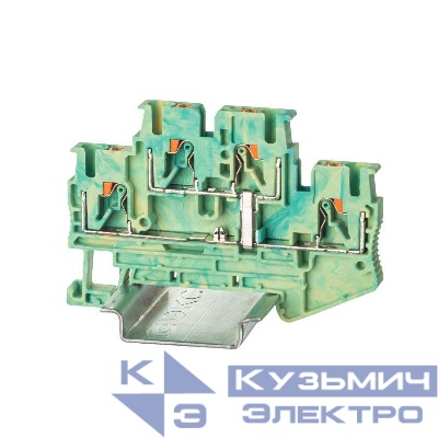 Клемма заземления двухуровневая зажим push-in 4 точки подключения 2.5 кв.мм DKC VPRTT-2.5-PE-YG