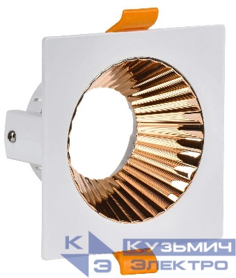 Светильник 4109 встраиваемый поворотный GU10 бел./золото пласт. IEK LT-UVB0-4109-GU10-1-K22