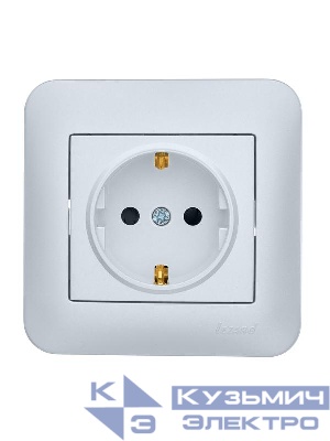 Розетка 1-м СП ASTI 16А IP20 с заземл. защ. шторки термопласт в сборе жемчуж./бел. перламутр. LEZARD 7081-3030-124B