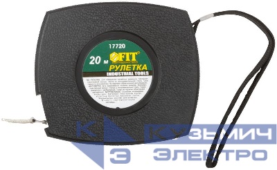 Рулетка 20м стальная лента закрытый пластик. корпус черн. FIT 17720